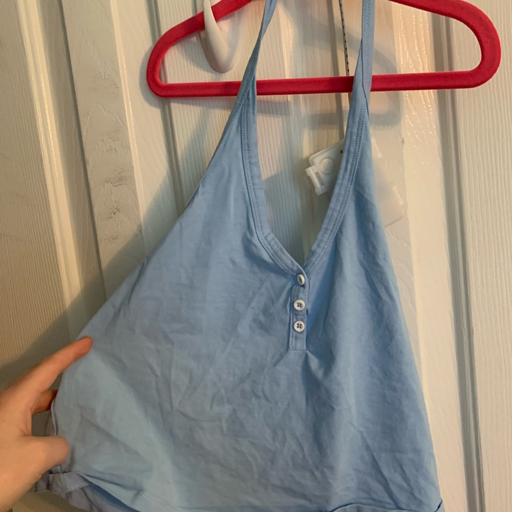 pacsun light blue halter top with buttons